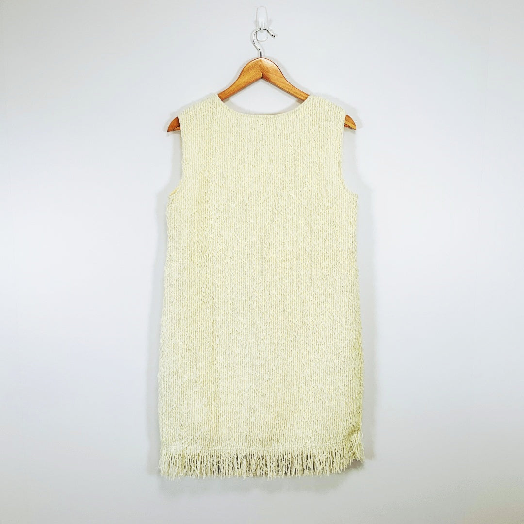 TYD - Sleeveless Fringe Hem Textured Shift Dress