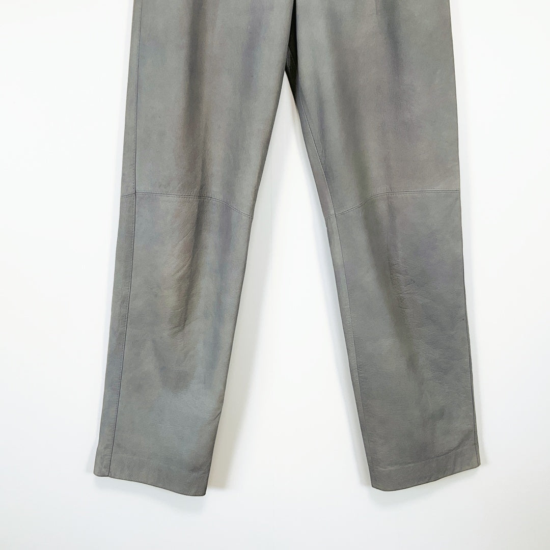 Frenzi - Vintage Lamb Suede High-Waisted Grey Pleated Trousers