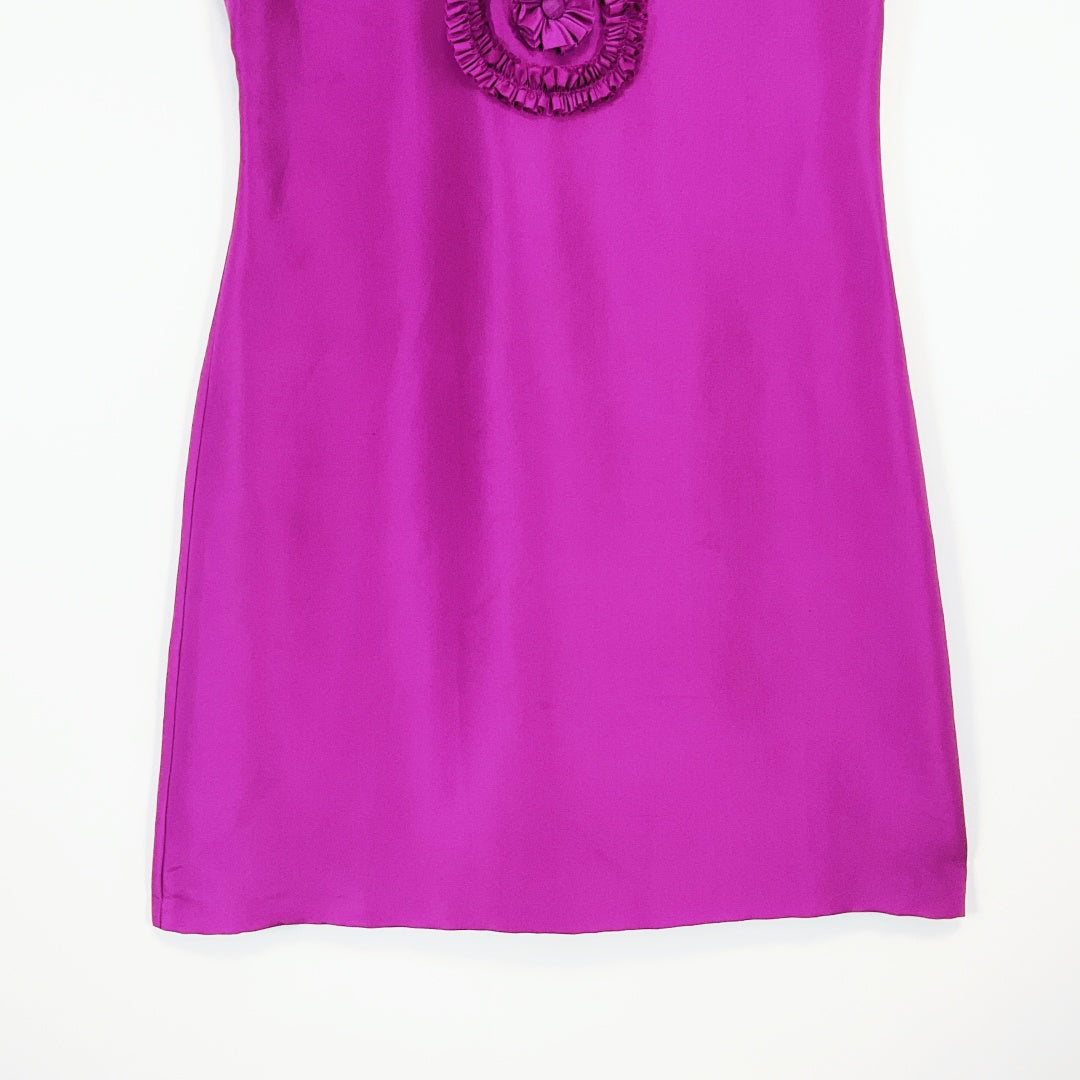 Phase Eight - Silk Cocktail Dress in Purple with Flower Detail