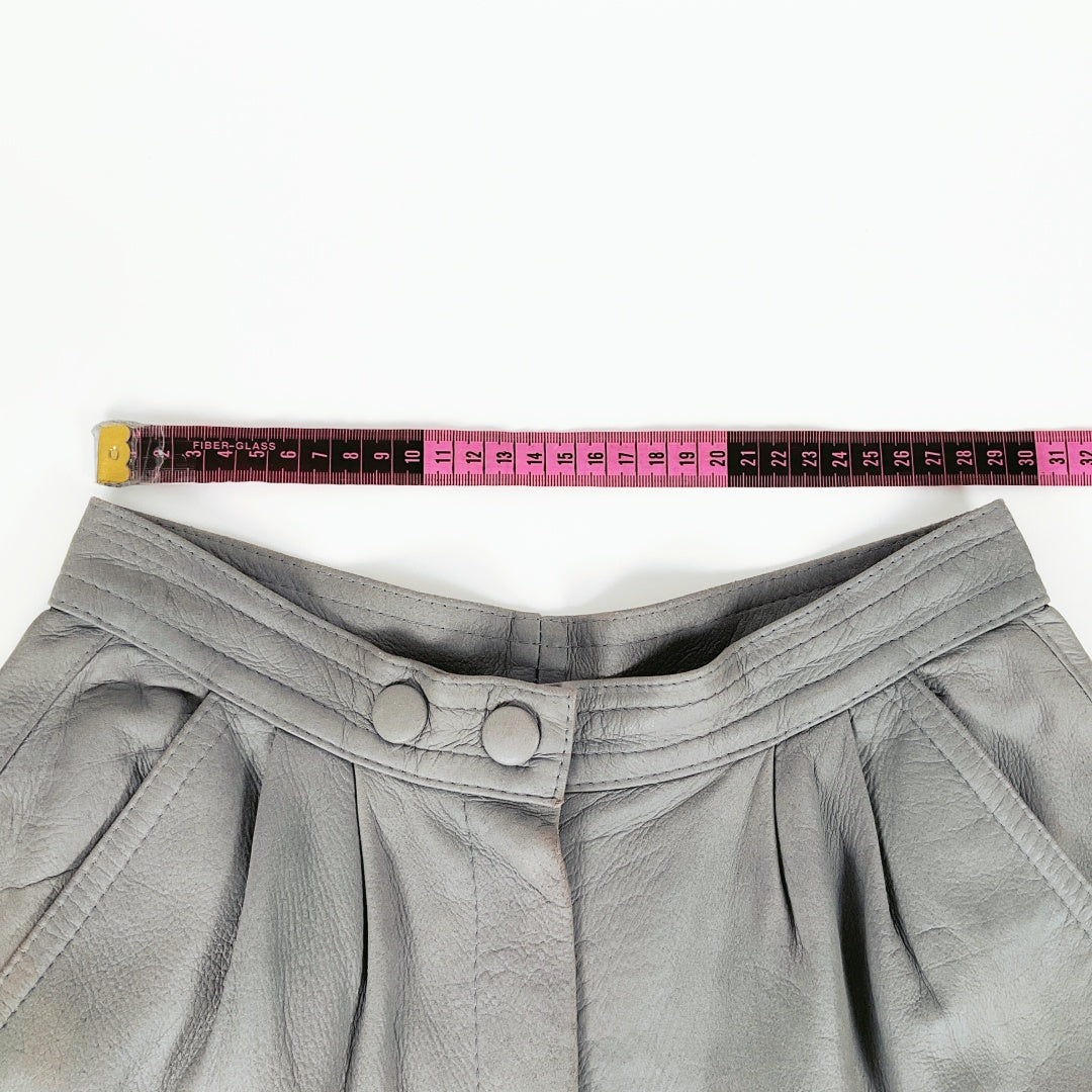 Frenzi - Vintage Lamb Suede High-Waisted Grey Pleated Trousers