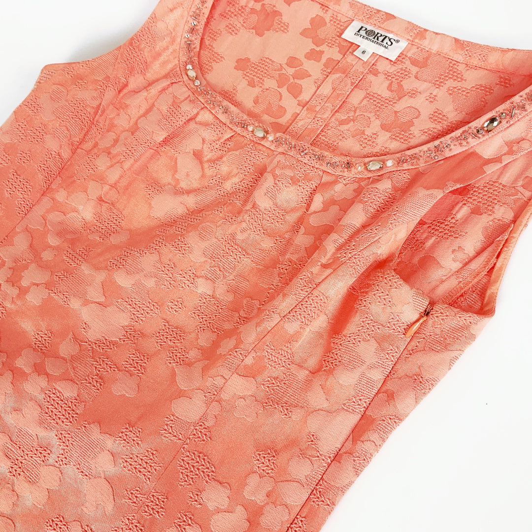 PORTS - Sleeveless Lace Overlay Midi Dress