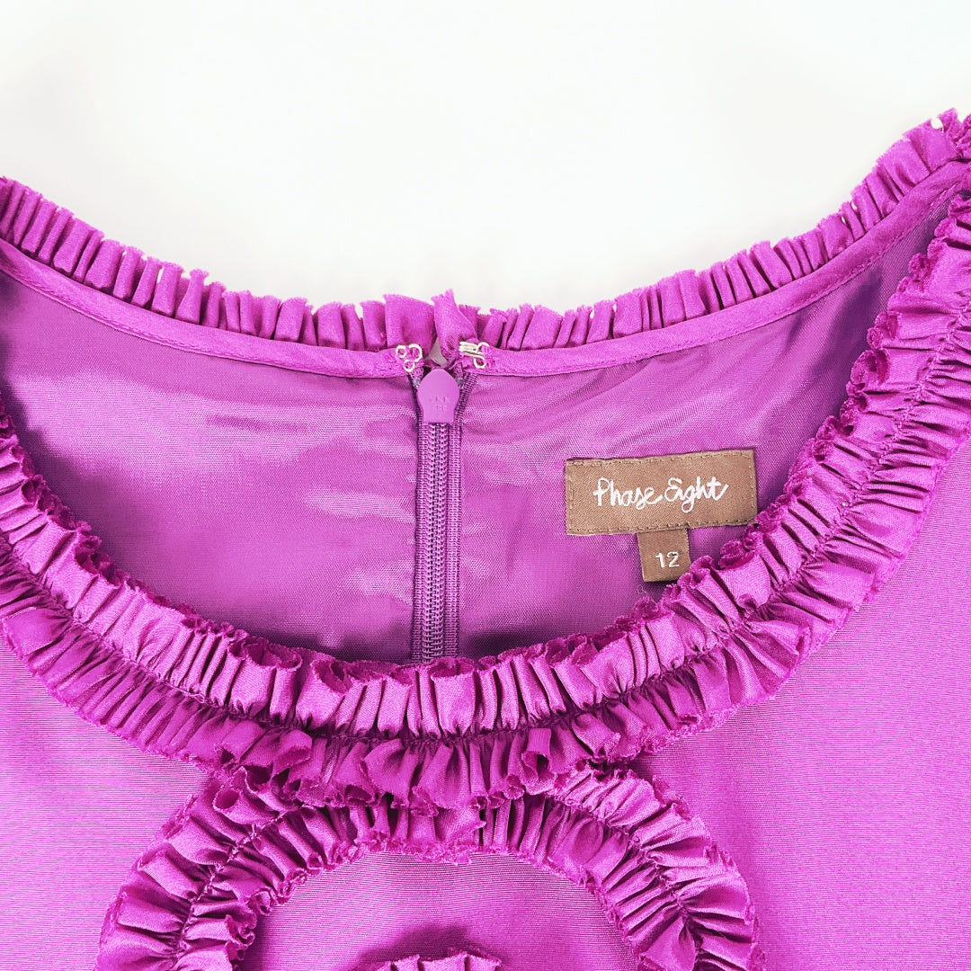Phase Eight - Silk Cocktail Dress in Purple with Flower Detail