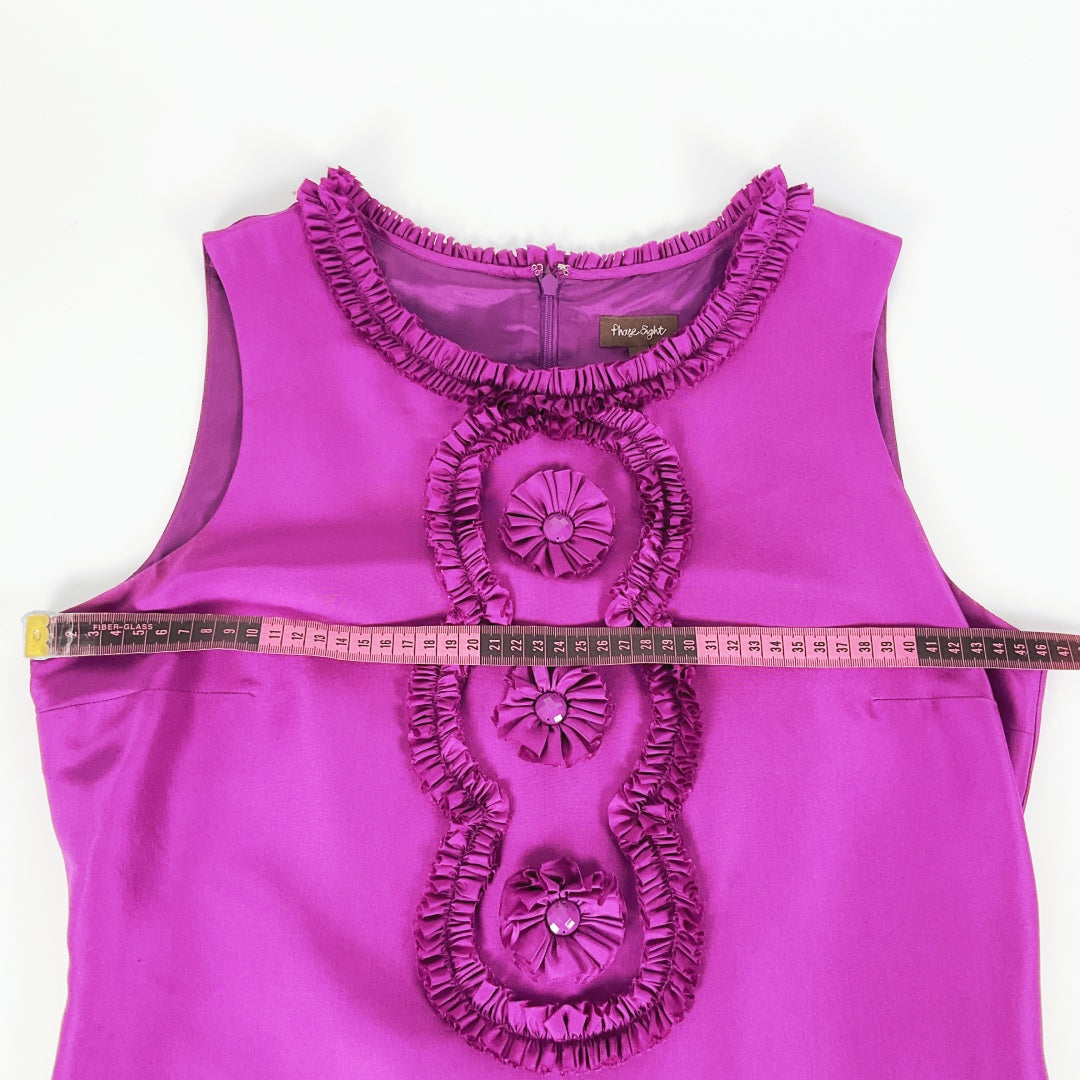 Phase Eight - Silk Cocktail Dress in Purple with Flower Detail