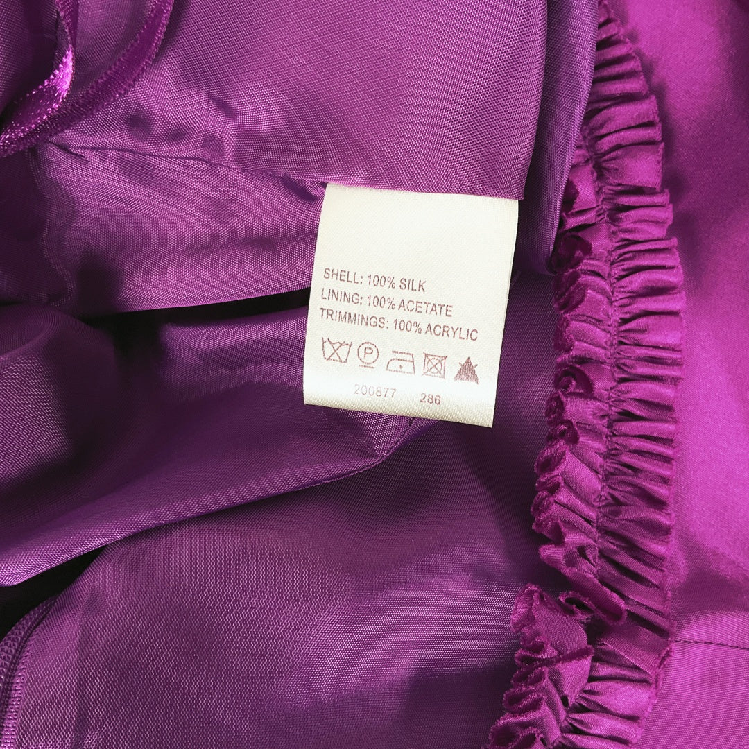 Phase Eight - Silk Cocktail Dress in Purple with Flower Detail