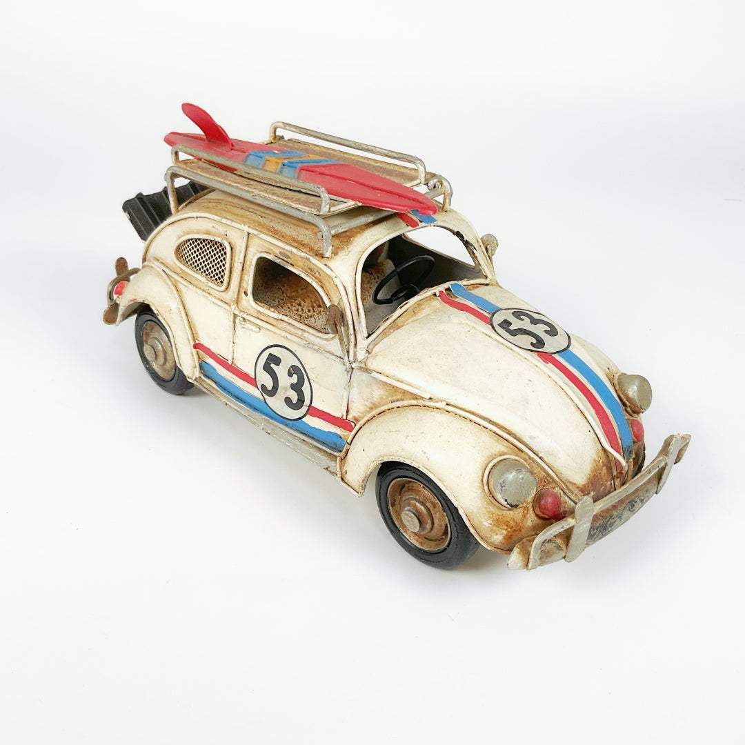 VW Beetle-White big vintage design-old look car bug-moneybox-picture frame