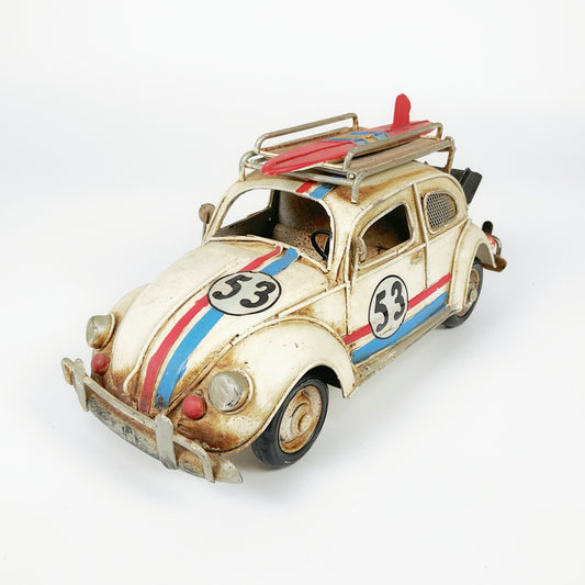 VW Beetle-White big vintage design-old look car bug-moneybox-picture frame