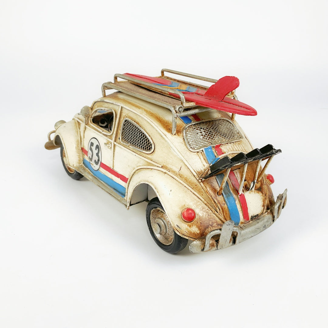 VW Beetle-White big vintage design-old look car bug-moneybox-picture frame