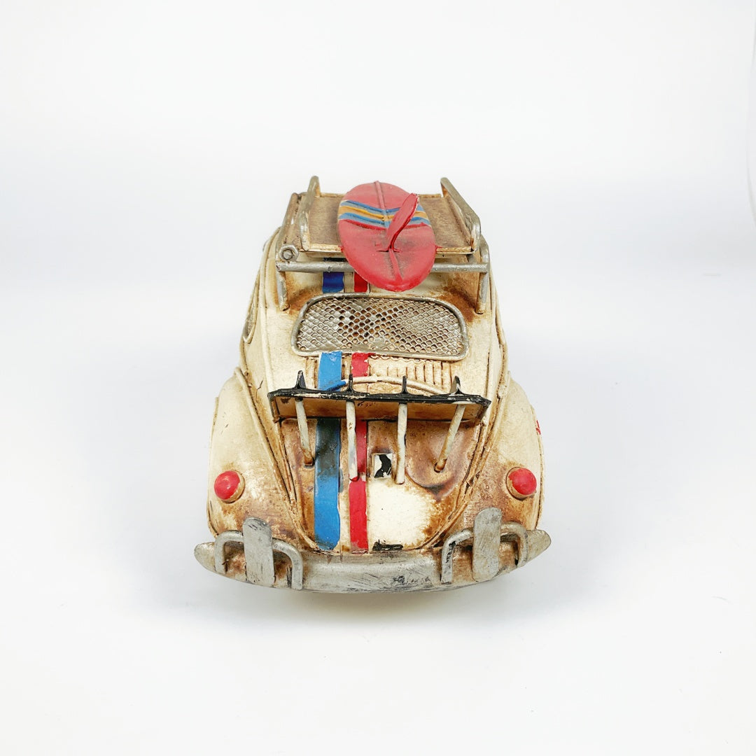 VW Beetle-White big vintage design-old look car bug-moneybox-picture frame