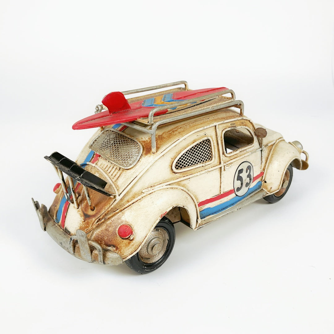 VW Beetle-White big vintage design-old look car bug-moneybox-picture frame