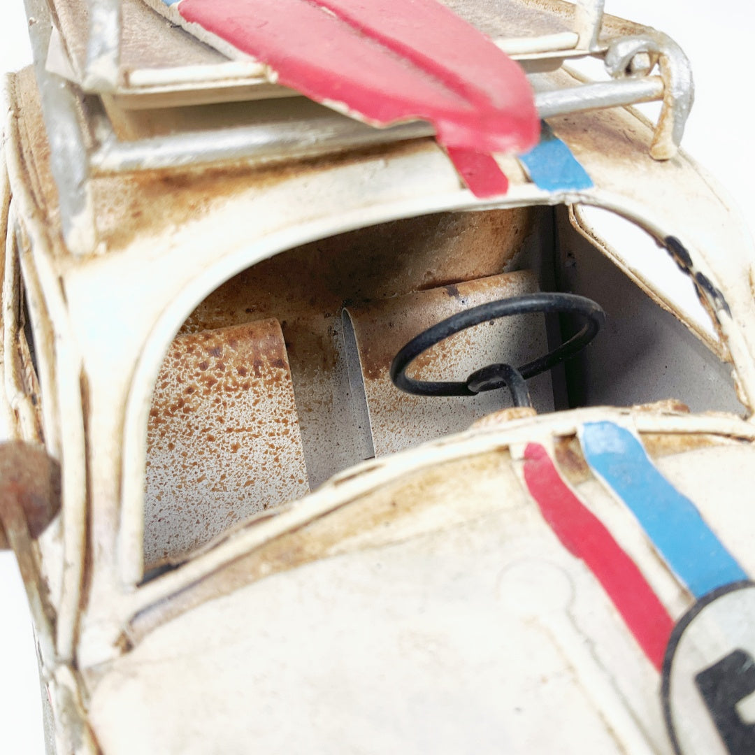 VW Beetle-White big vintage design-old look car bug-moneybox-picture frame