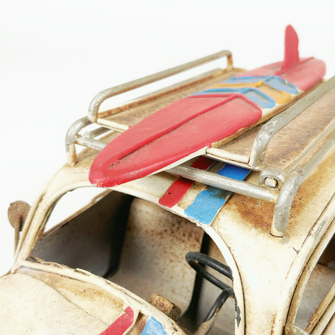 VW Beetle-White big vintage design-old look car bug-moneybox-picture frame