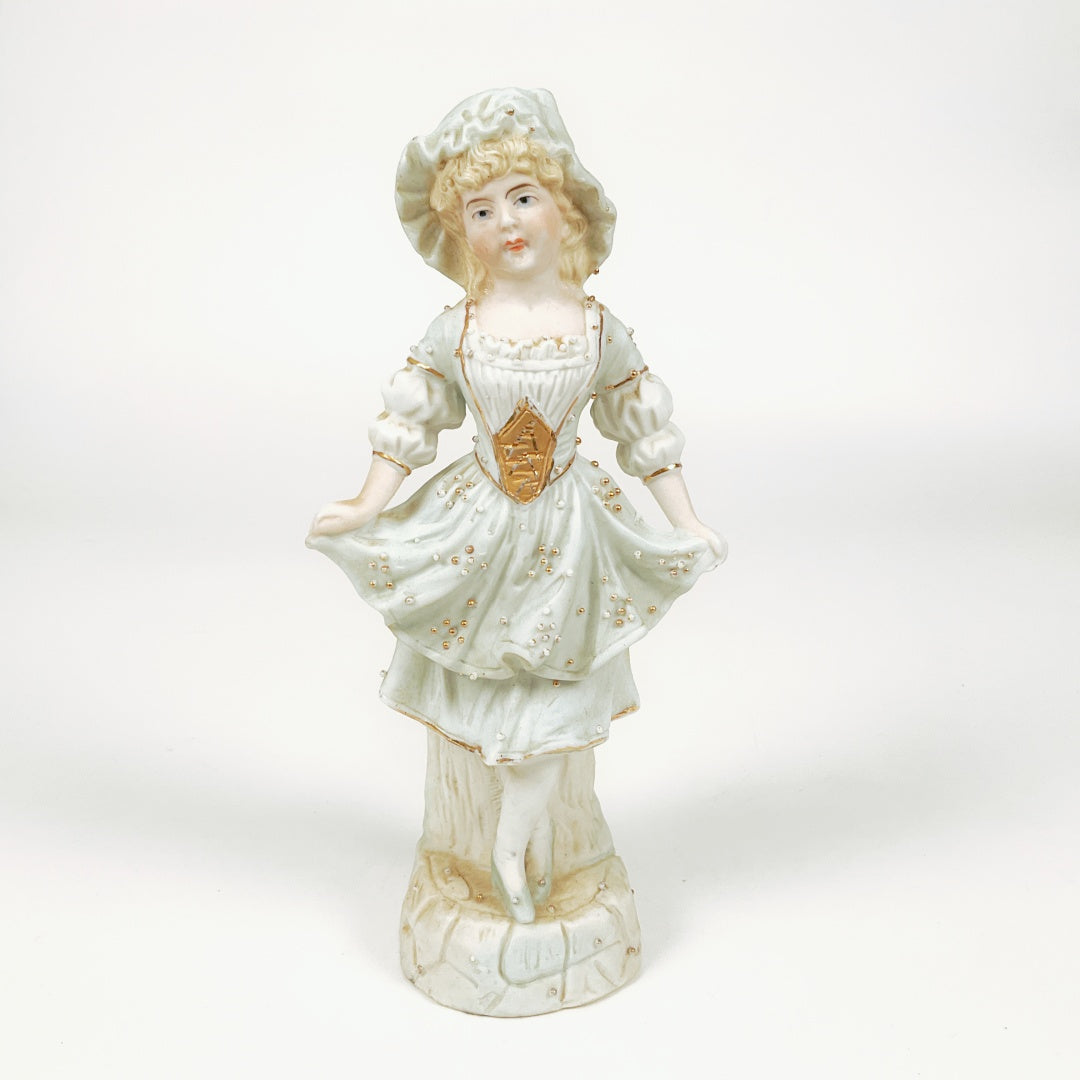 Vintage Porcelain Lady Figurine with Gold Accents