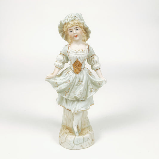 Vintage Porcelain Lady Figurine with Gold Accents