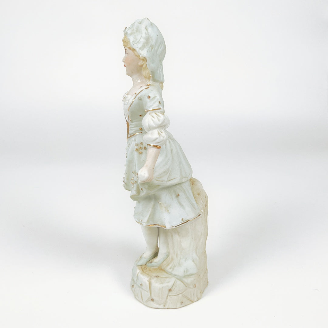 Vintage Porcelain Lady Figurine with Gold Accents