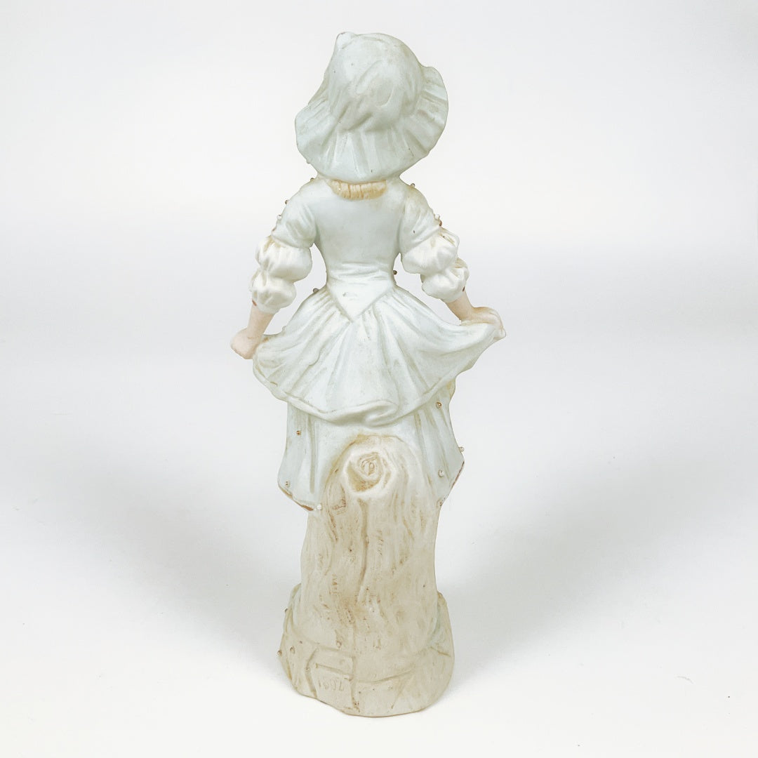 Vintage Porcelain Lady Figurine with Gold Accents