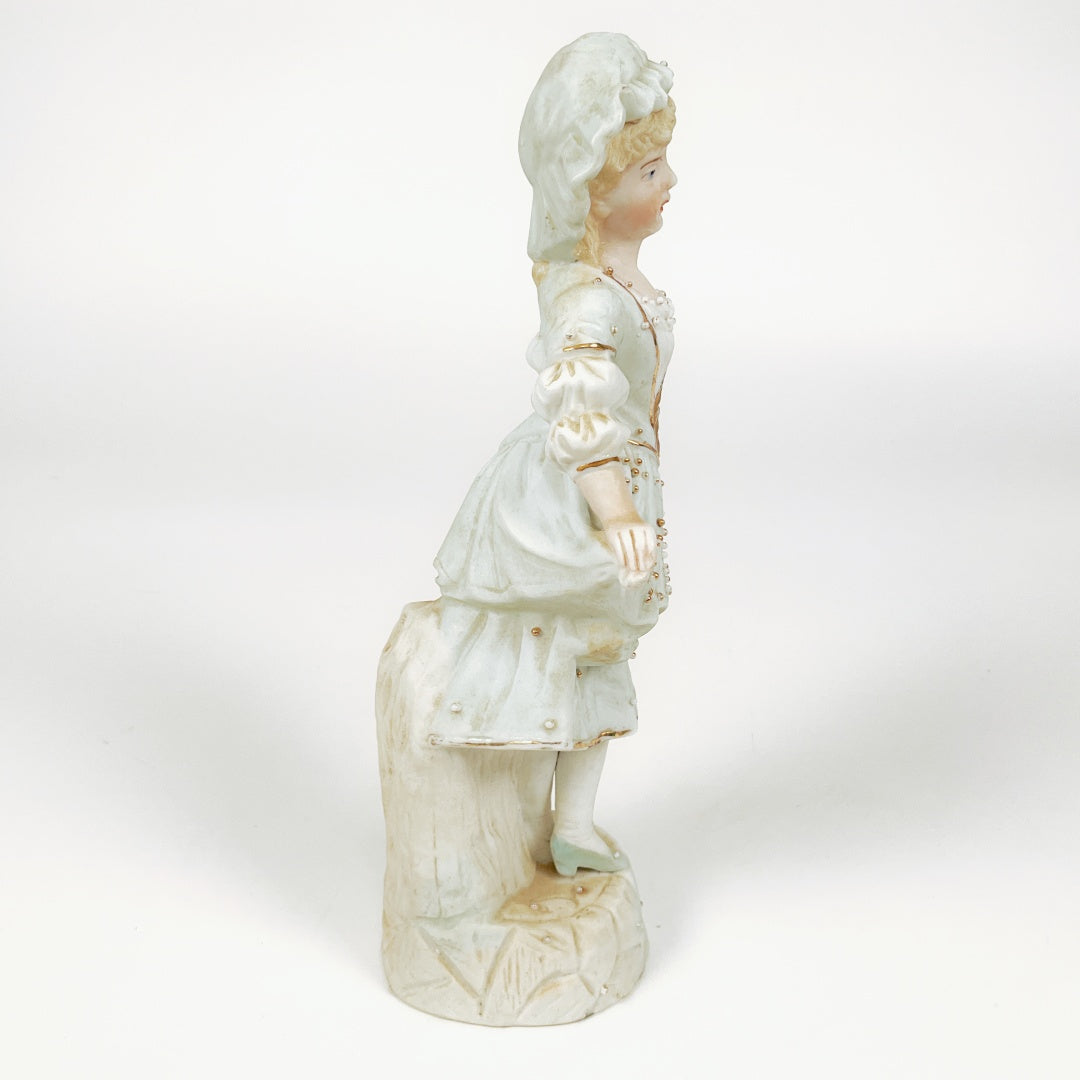 Vintage Porcelain Lady Figurine with Gold Accents