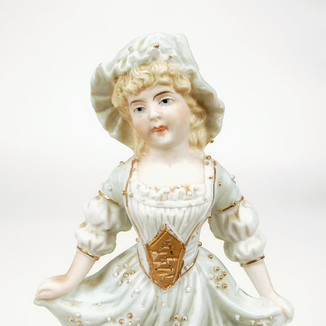 Vintage Porcelain Lady Figurine with Gold Accents