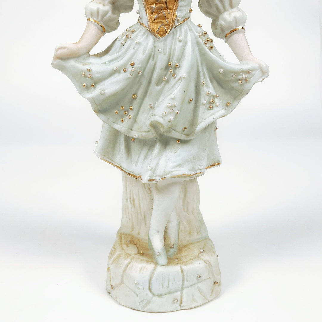 Vintage Porcelain Lady Figurine with Gold Accents