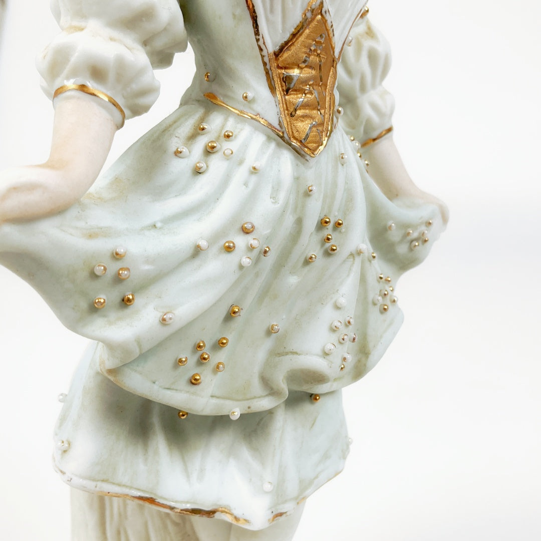 Vintage Porcelain Lady Figurine with Gold Accents