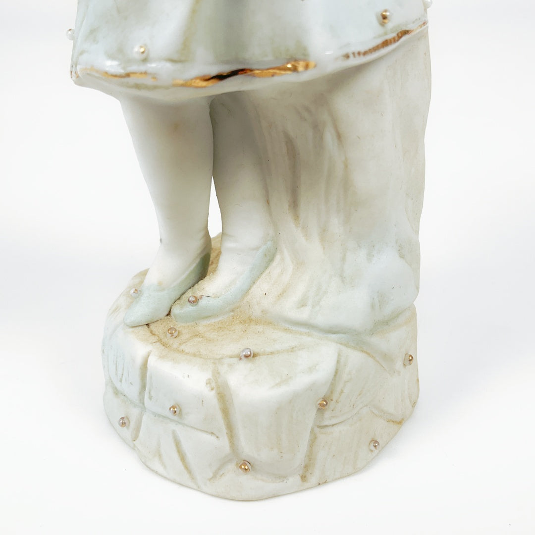 Vintage Porcelain Lady Figurine with Gold Accents