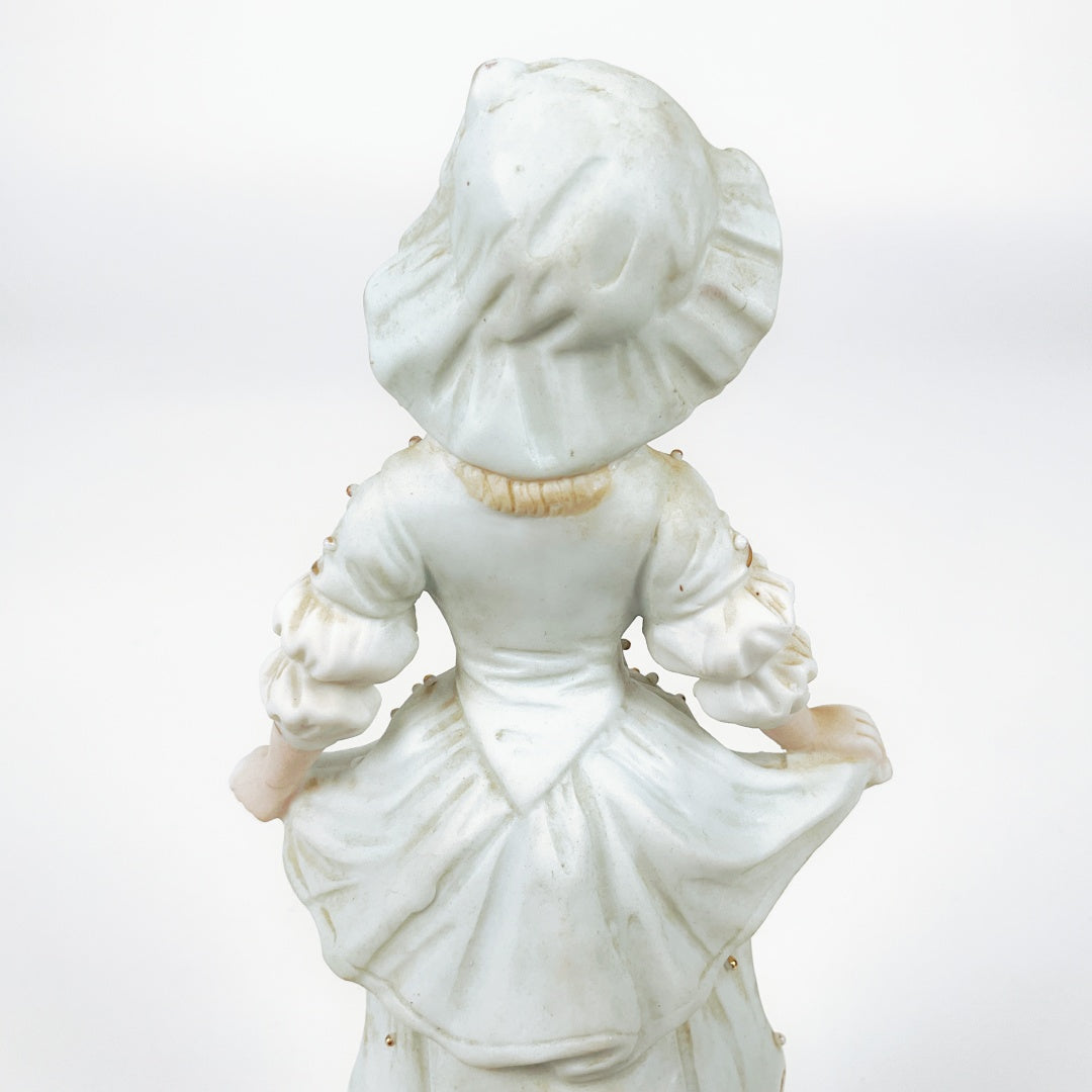 Vintage Porcelain Lady Figurine with Gold Accents
