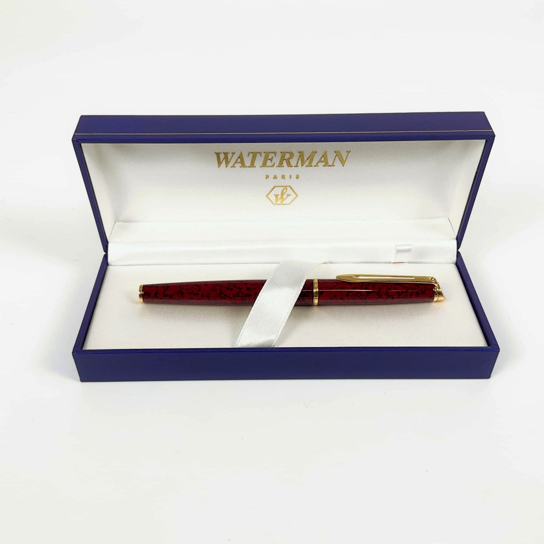 Waterman Hemisphere Fountain Pen Red Marble In Box