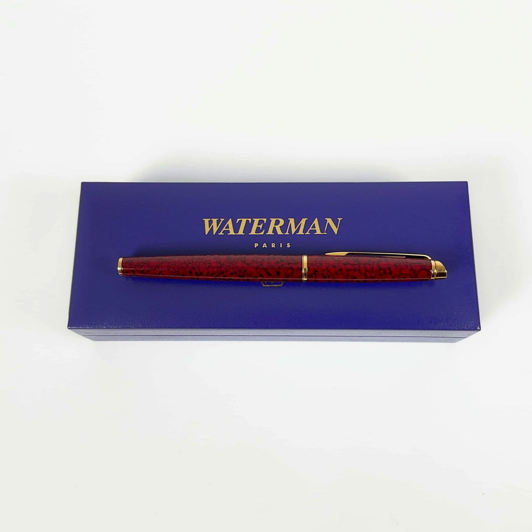 Waterman Hemisphere Fountain Pen Red Marble In Box