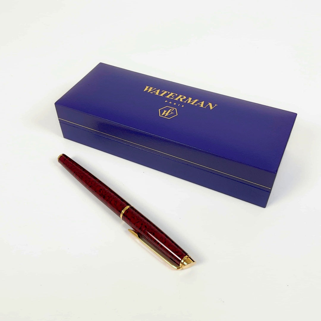 Waterman Hemisphere Fountain Pen Red Marble In Box