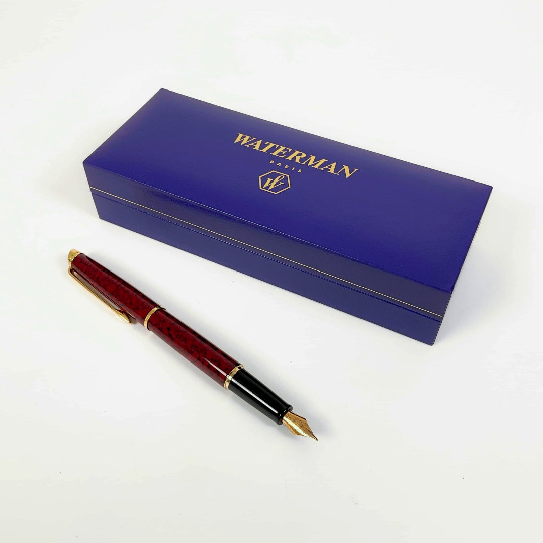 Waterman Hemisphere Fountain Pen Red Marble In Box