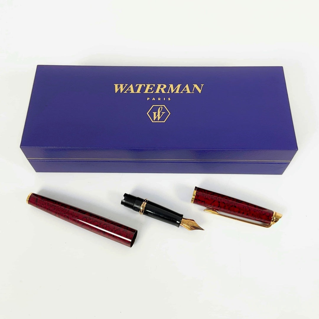 Waterman Hemisphere Fountain Pen Red Marble In Box