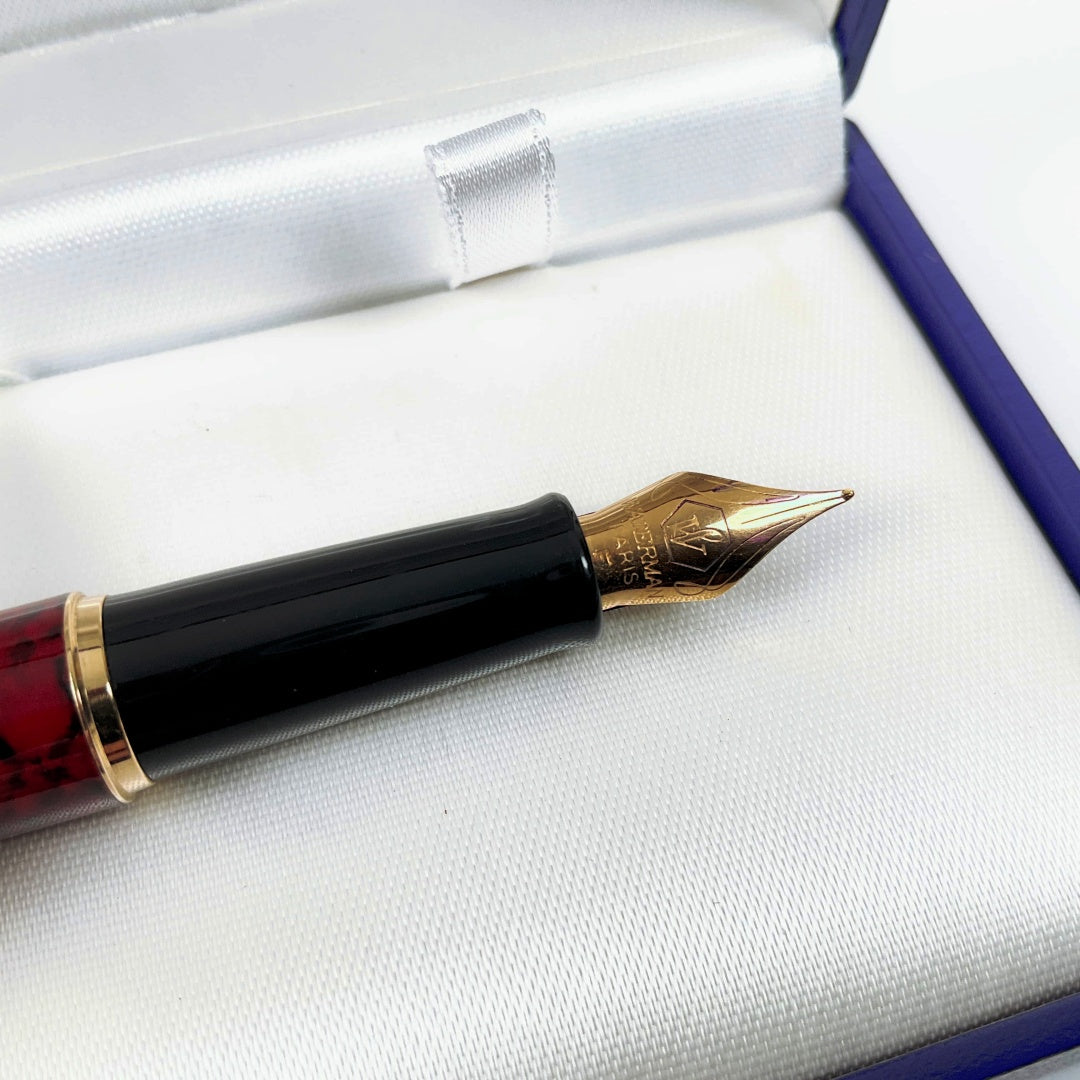 Waterman Hemisphere Fountain Pen Red Marble In Box