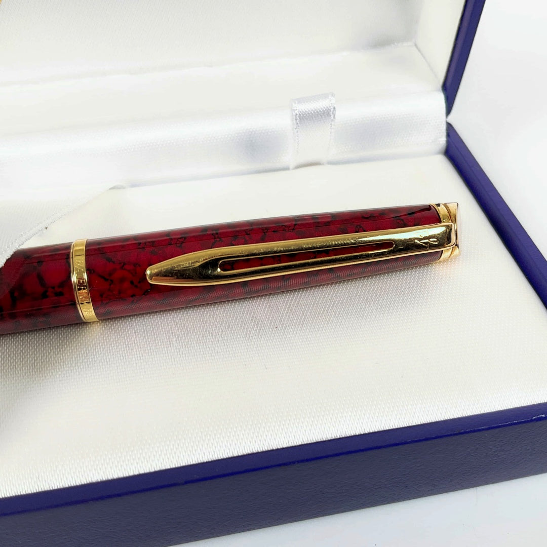 Waterman Hemisphere Fountain Pen Red Marble In Box