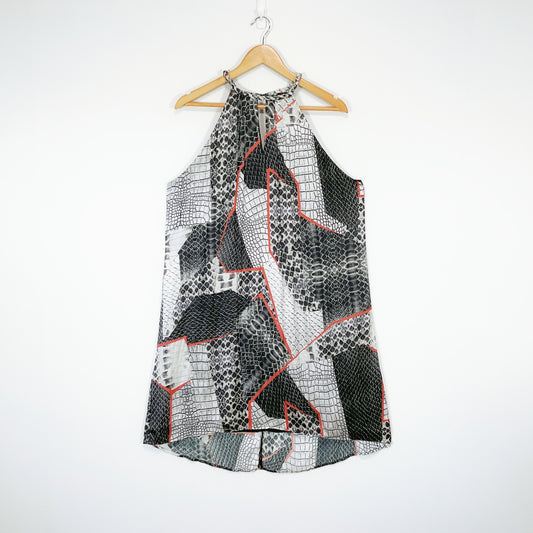 STORM - Black & White Snake-Print Halter Top