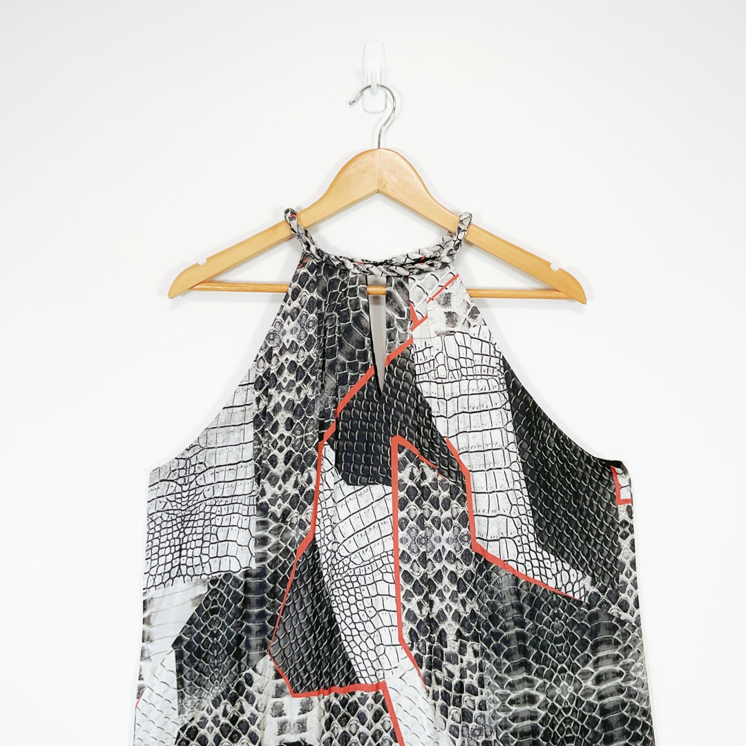 STORM - Black & White Snake-Print Halter Top