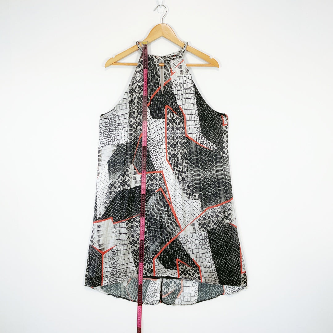 STORM - Black & White Snake-Print Halter Top