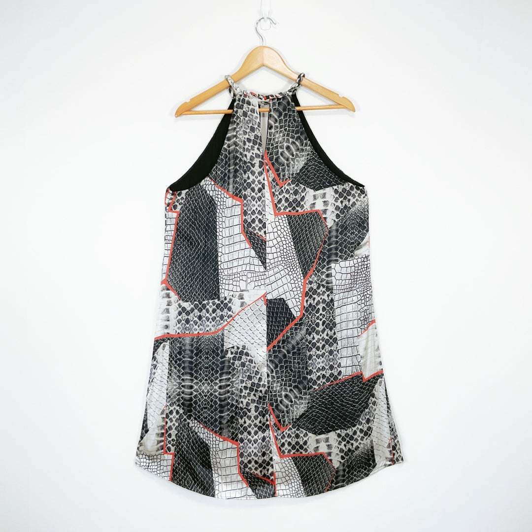 STORM - Black & White Snake-Print Halter Top