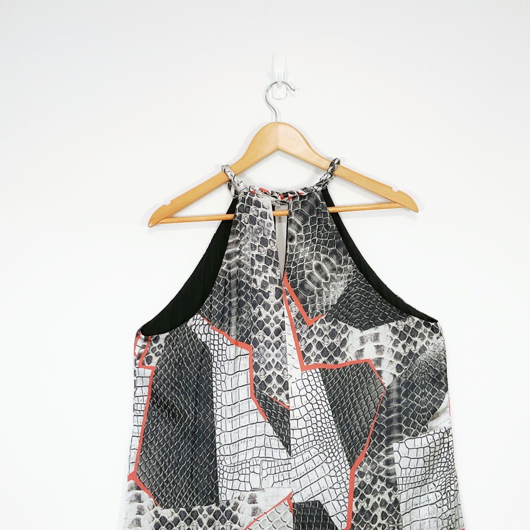 STORM - Black & White Snake-Print Halter Top
