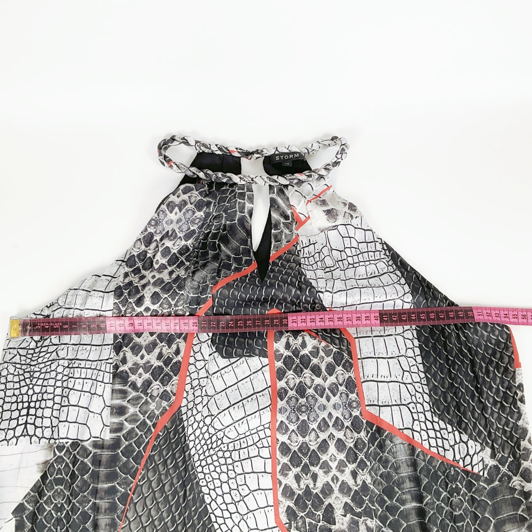 STORM - Black & White Snake-Print Halter Top