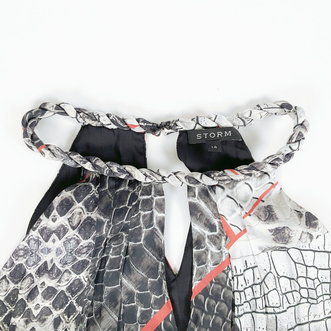 STORM - Black & White Snake-Print Halter Top