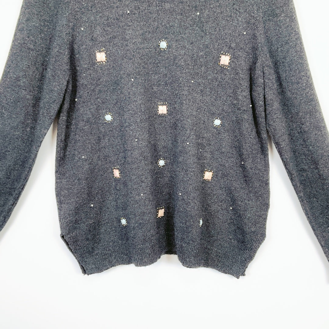 Monsoon Embellished Charcoal Grey Knit Sweater