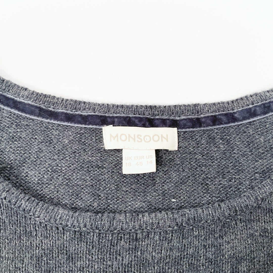 Monsoon Embellished Charcoal Grey Knit Sweater