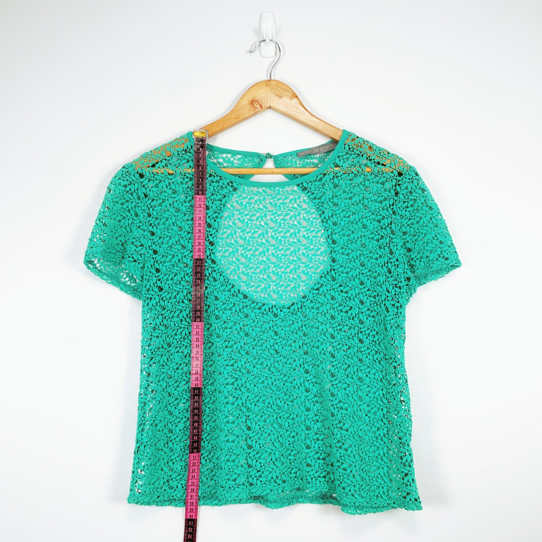 State of Grace - Emerald Green Crochet Lace Top