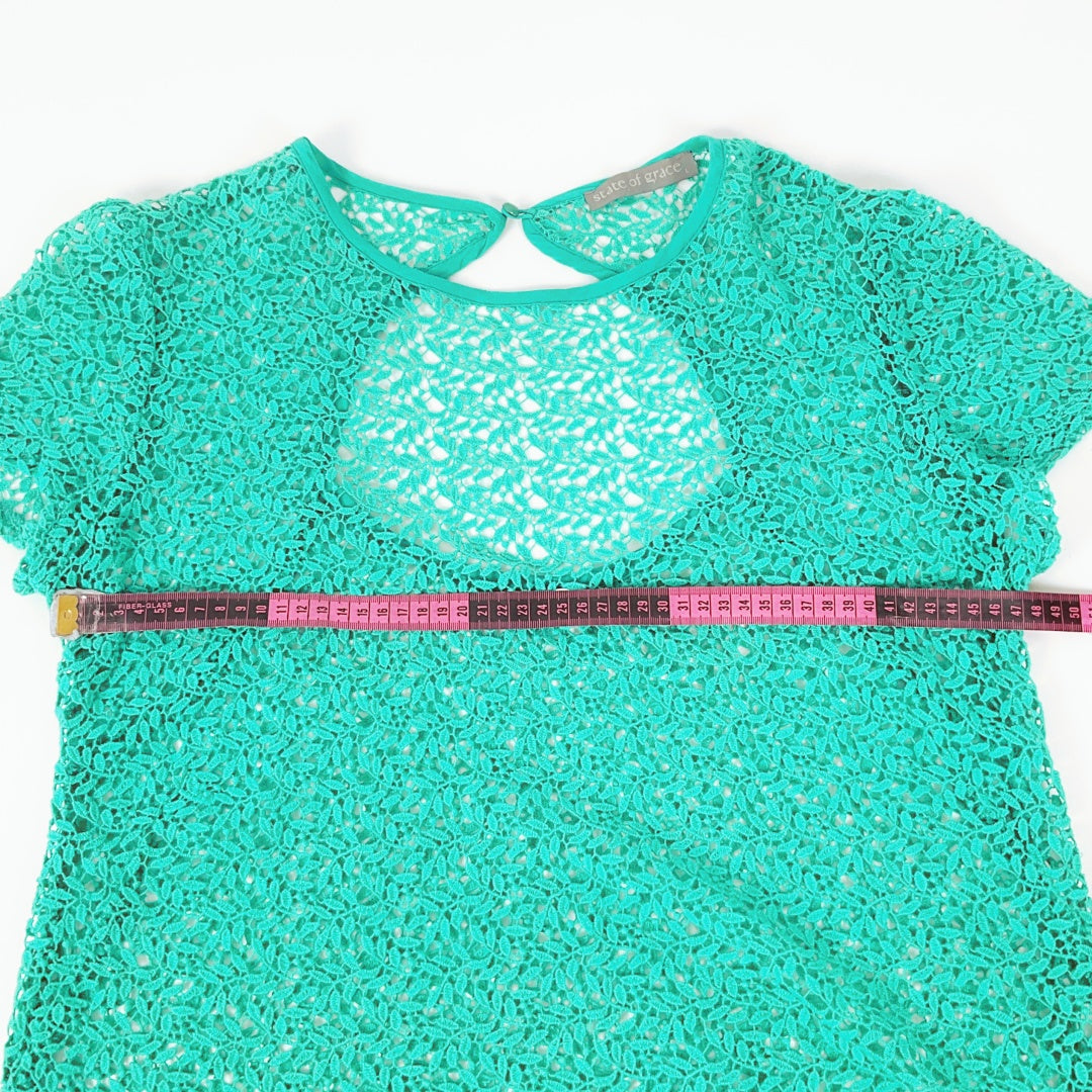 State of Grace - Emerald Green Crochet Lace Top