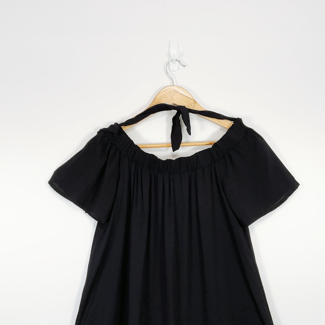 MANGO - Casual Wear Black Off-Shoulder Top