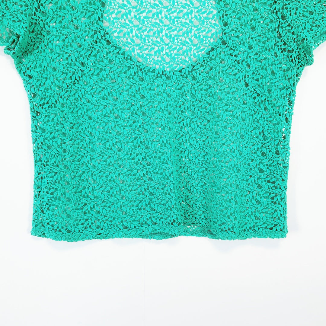 State of Grace - Emerald Green Crochet Lace Top