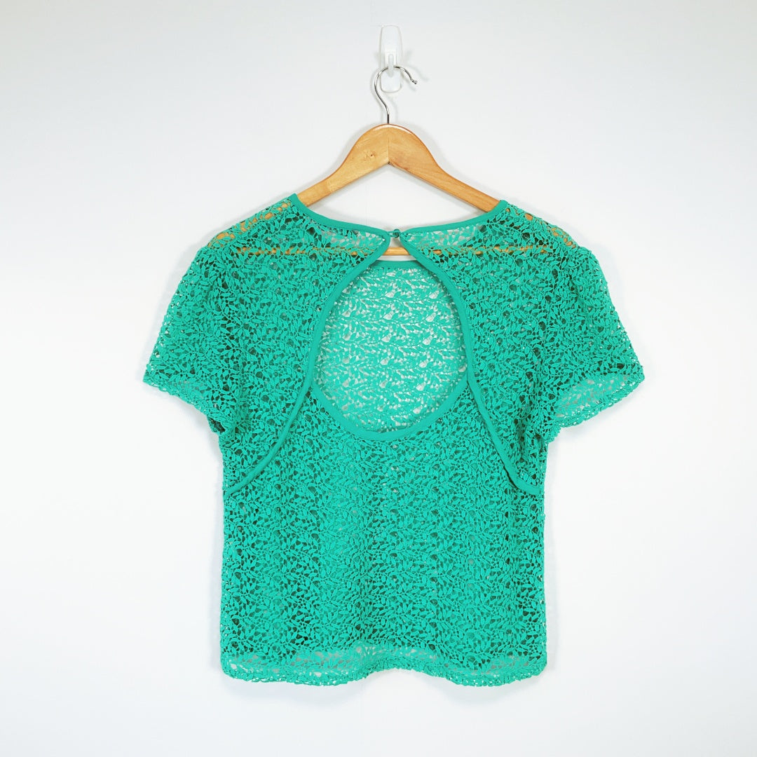 State of Grace - Emerald Green Crochet Lace Top