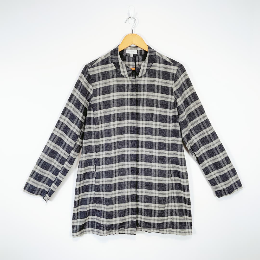 Grace Hill - Grey & Black Check Longline Jacket