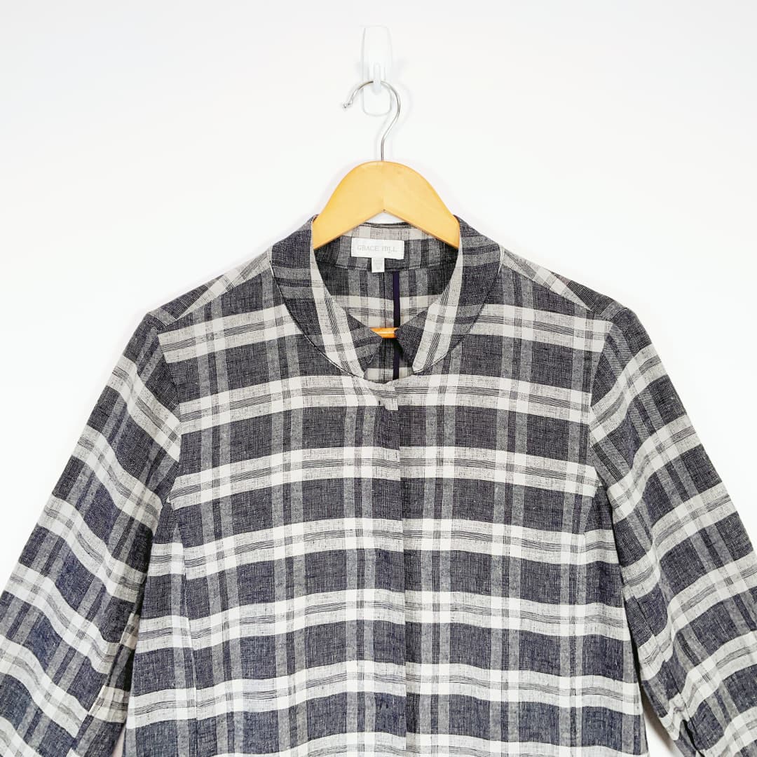 Grace Hill - Grey & Black Check Longline Jacket