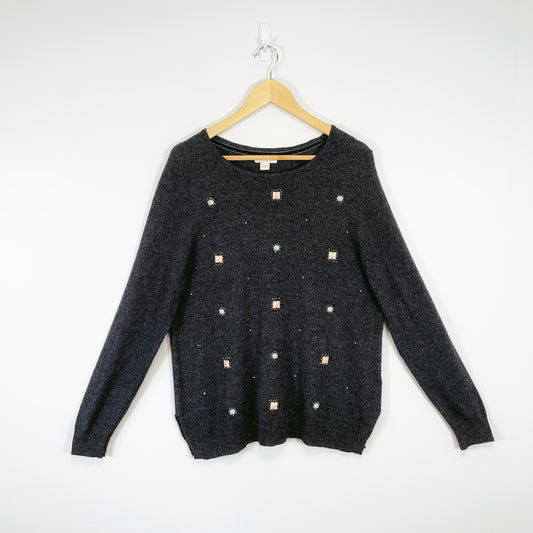 Monsoon Embellished Charcoal Grey Knit Sweater