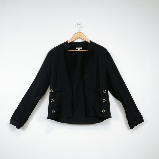 VERTICE-Black Open-Front Jacket